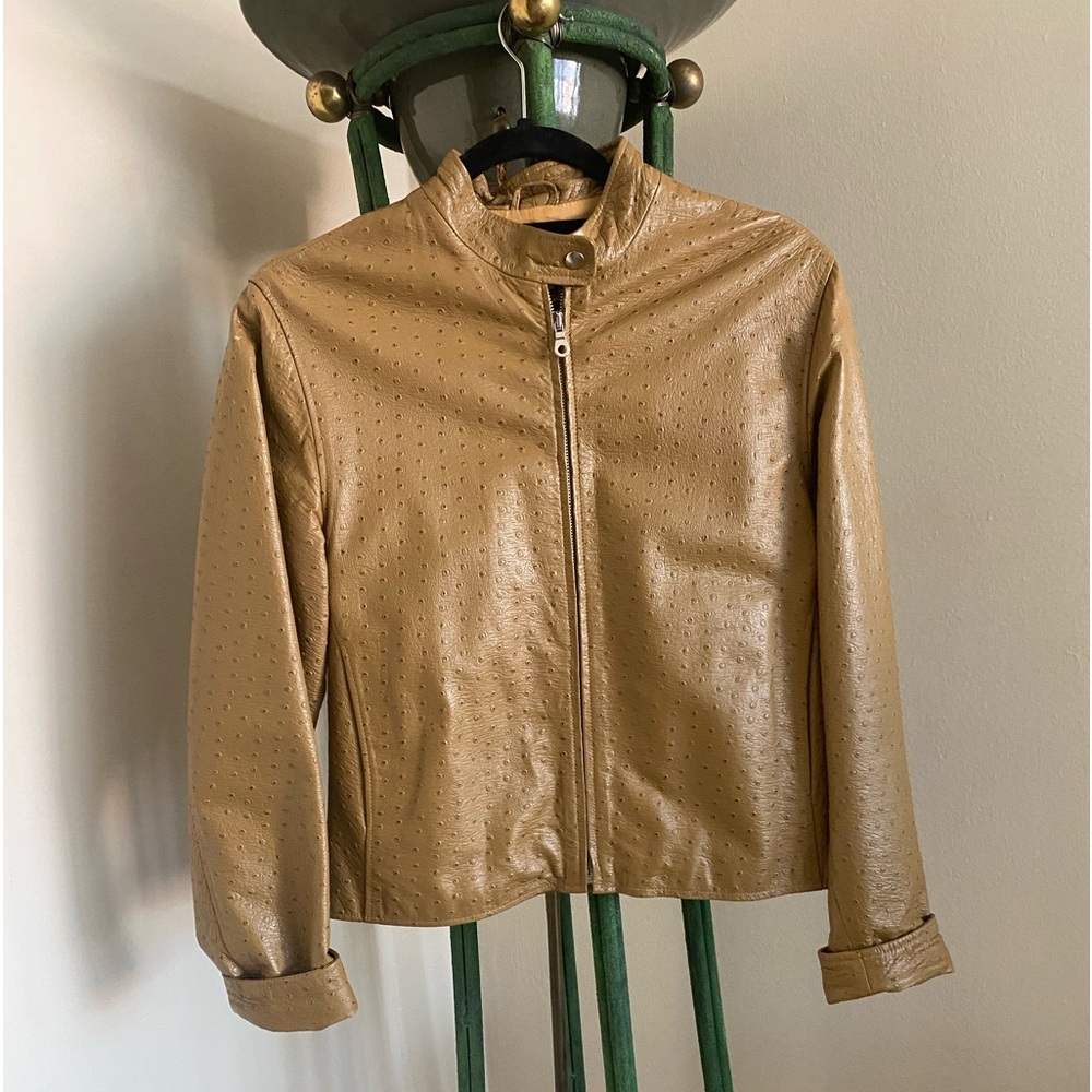 Faux Ostrich Bomber style Jacket